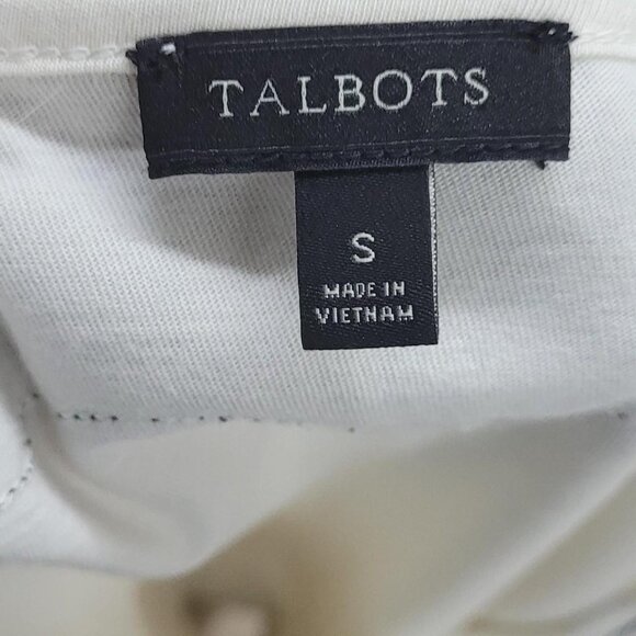 Talbots Small white  long sleeve top with 3/4 sleeves and black shoulder lace - Picture 4 of 6